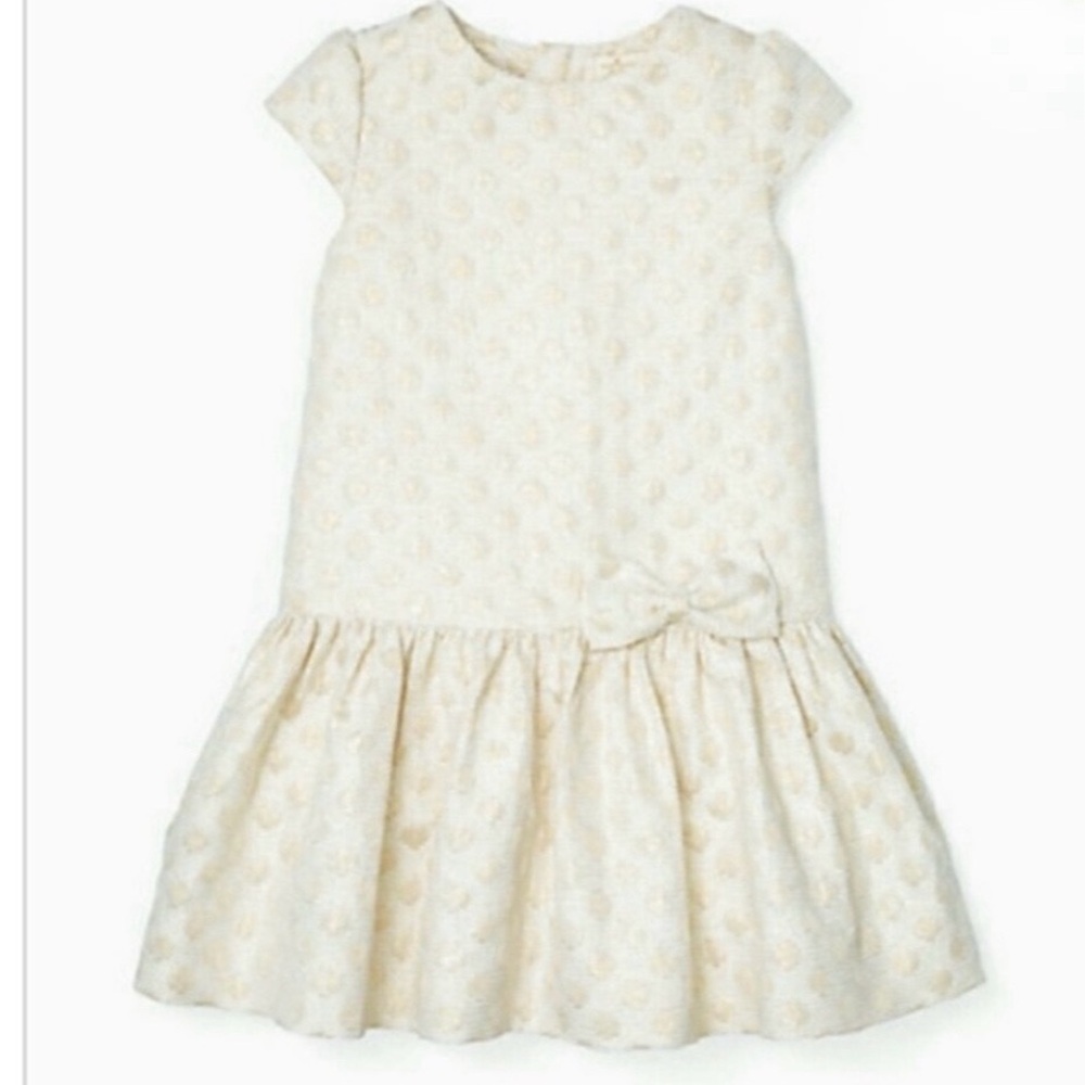 Kate Spade Cream/Gold Textured Kids Dress